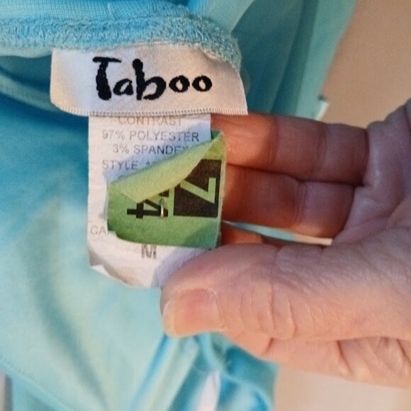 TABOO Formal Dress sz M Chiffon Midi Halter Aqua Blue sexy Wedding Prom Stretch! - Picture 10 of 11